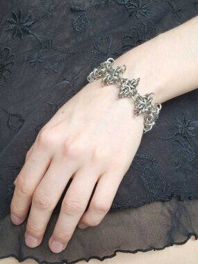 Gothic chunky silver spikes bracelet